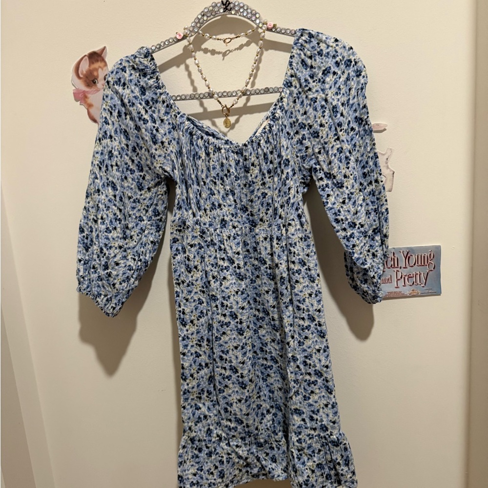 Altar'd State Blue Floral Long Sleeve Dress